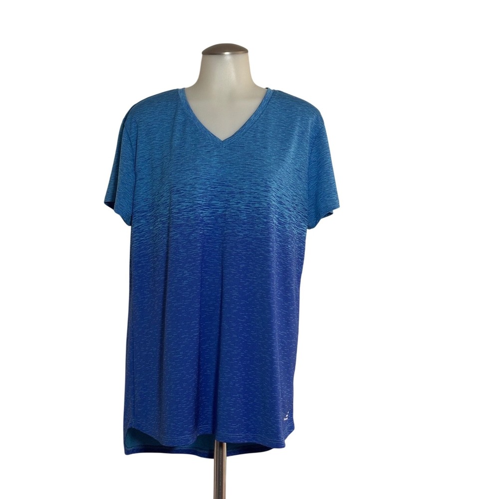 BCG Running T-Shirt Women XL Blue Ombre Space Dye V-Neck Athletic NEW w/out tag